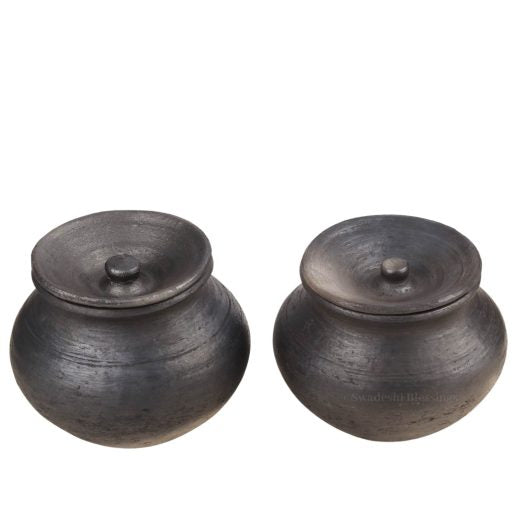 Swadeshi Blessings Exclusiva gama - Olla de arcilla sin esmaltar para cocinar y servir con tapa Swadeshi Blessings Exclusiva gama - Olla de arcilla sin esmaltar para cocinar y servir con tapa