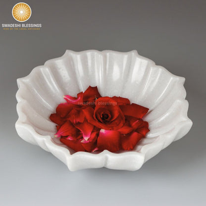 HandCrafted Marble Lotus Bowl | Organic Modern Home Decor Bowl | Fruit Bowl | Vintage Ring Dish | Decorative Flower Bowl | HouseWarming Gifts | Wedding Gifts| Urli | 6-12 Inches