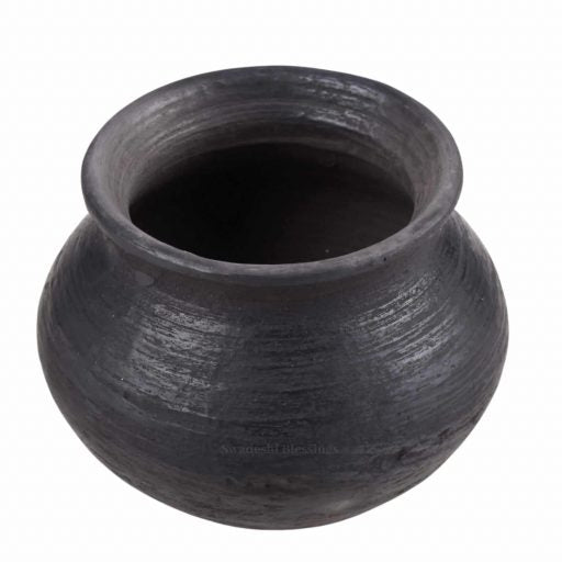 Swadeshi Blessings Exclusive HandMade Range- Unglazed Earthen Dahi Handi/Curd Pot/Clay Pots Set of 6 Also for Serving(300 ml Each), (with Natural Firing Shade &amp; Mirror Shine) + Free Cow Dung ASH for Cleaning