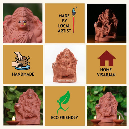 Swadeshi Blessings’ Handmade 100% Eco-Friendly Clay Durga Maa-9 Inches