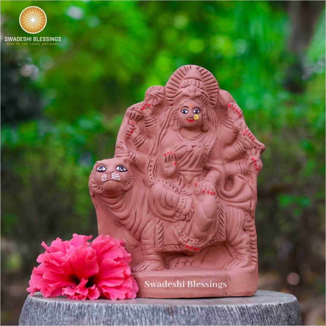 Swadeshi Blessings’ Handmade 100% Eco-Friendly Clay Durga Maa-9 Inches