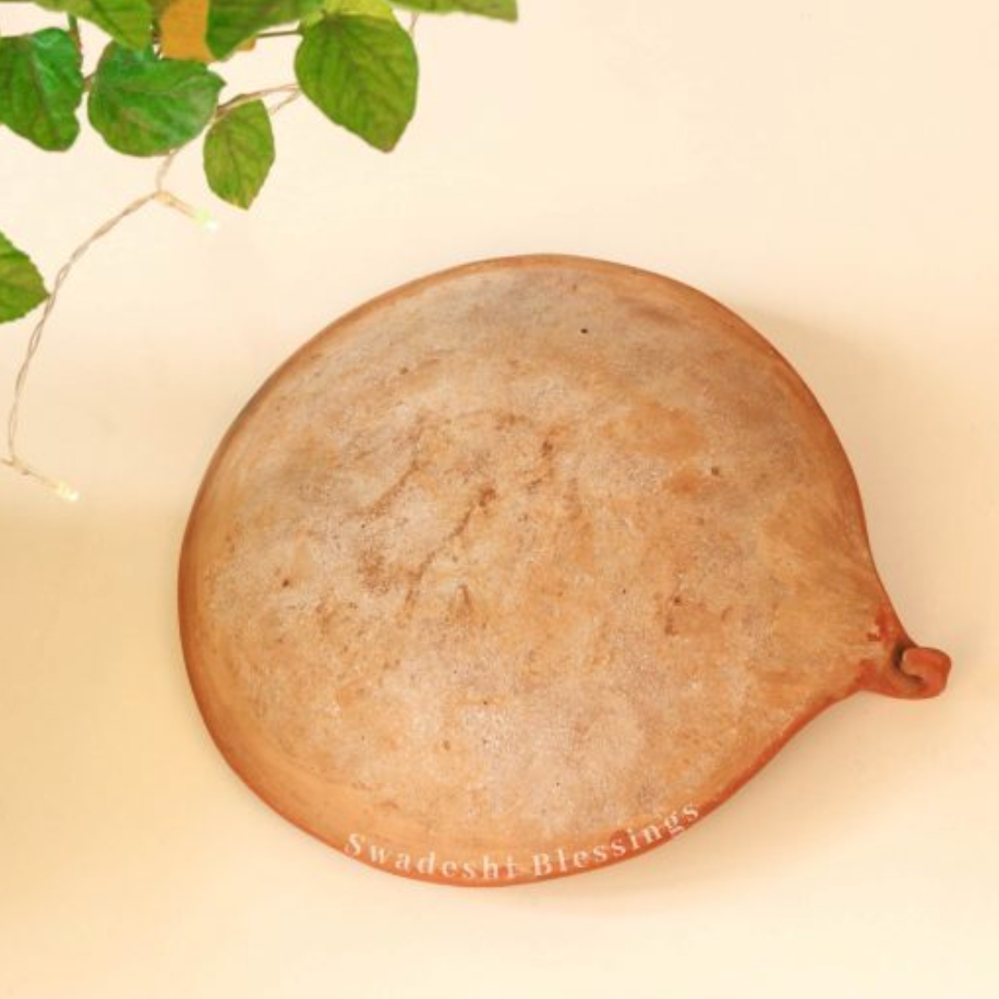 Swadeshi Blessings Exclusive Range Unglazed HandMade Clay Tawa/Earthen Tawa/Mitti Tawa For Roti/Indian Terracotta Tawa/Bread Maker (12 Inches)