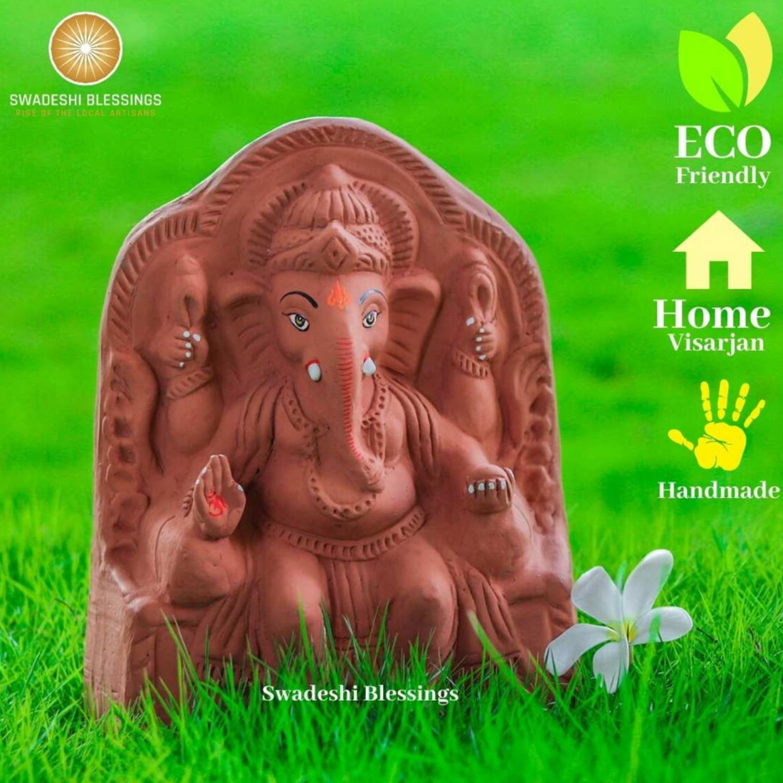 Swadeshi Blessings™️ Handmade 100% Eco-Friendly Tulsi Ganesha Kit-5-11 Inches