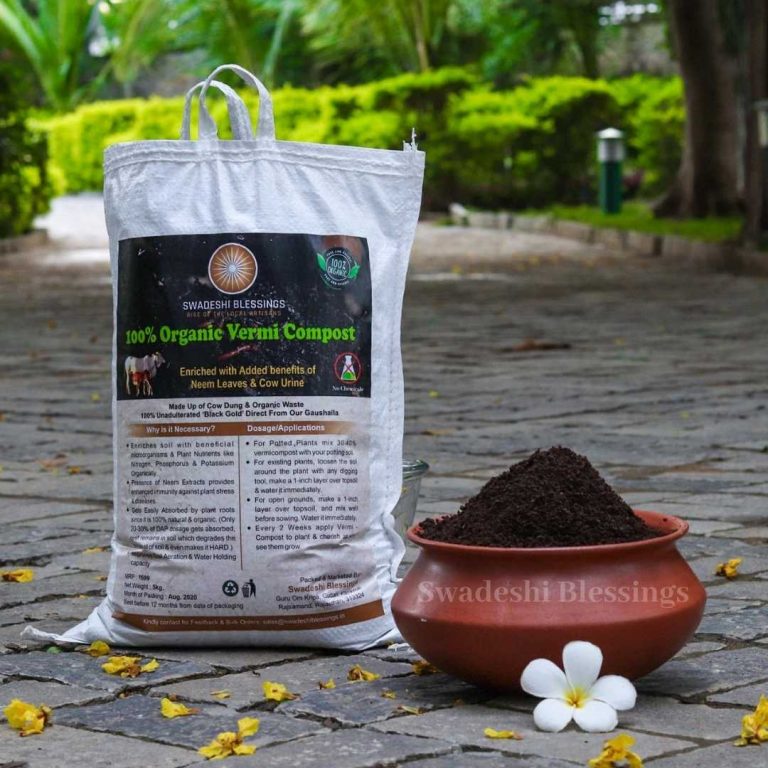 Swadeshi Blessings Vermicompost Enriched With Neem Leaves &amp; Cow Urine For Home Garden &amp; Potting Mix (5Kg)