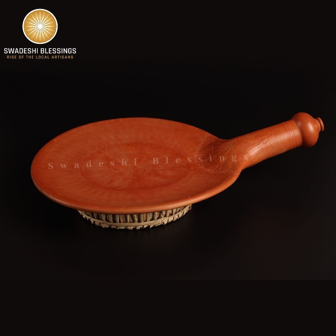 Unglazed HandMade Clay Tawa/ Mitti, Earthen Tawa For Roti, 10 Inch (Swadeshi Blessings Ayurveda Range) Indian Terracotta Tawa/ Bread Maker