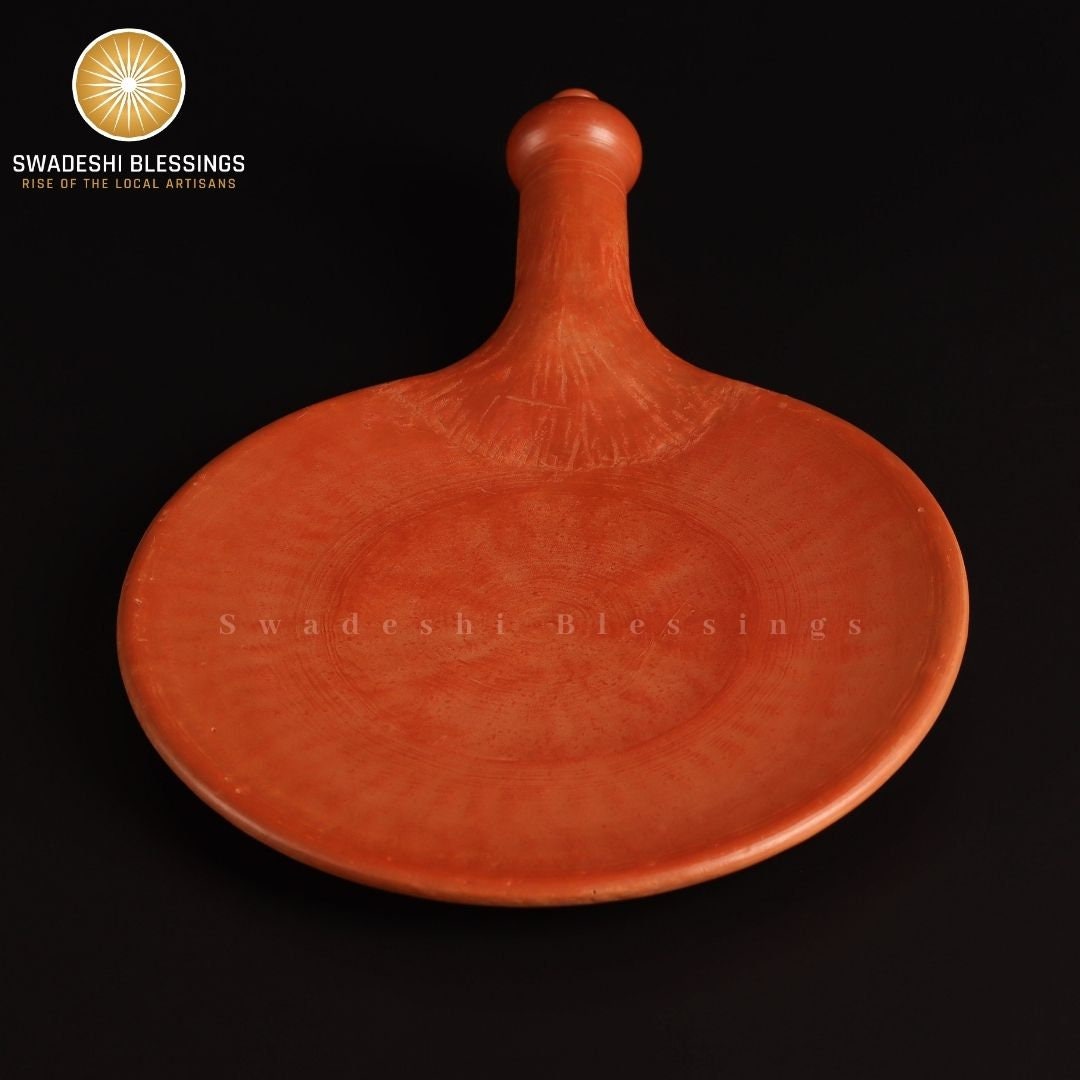 Unglazed HandMade Clay Tawa/ Mitti, Earthen Tawa For Roti, 10 Inch (Swadeshi Blessings Ayurveda Range) Indian Terracotta Tawa/ Bread Maker